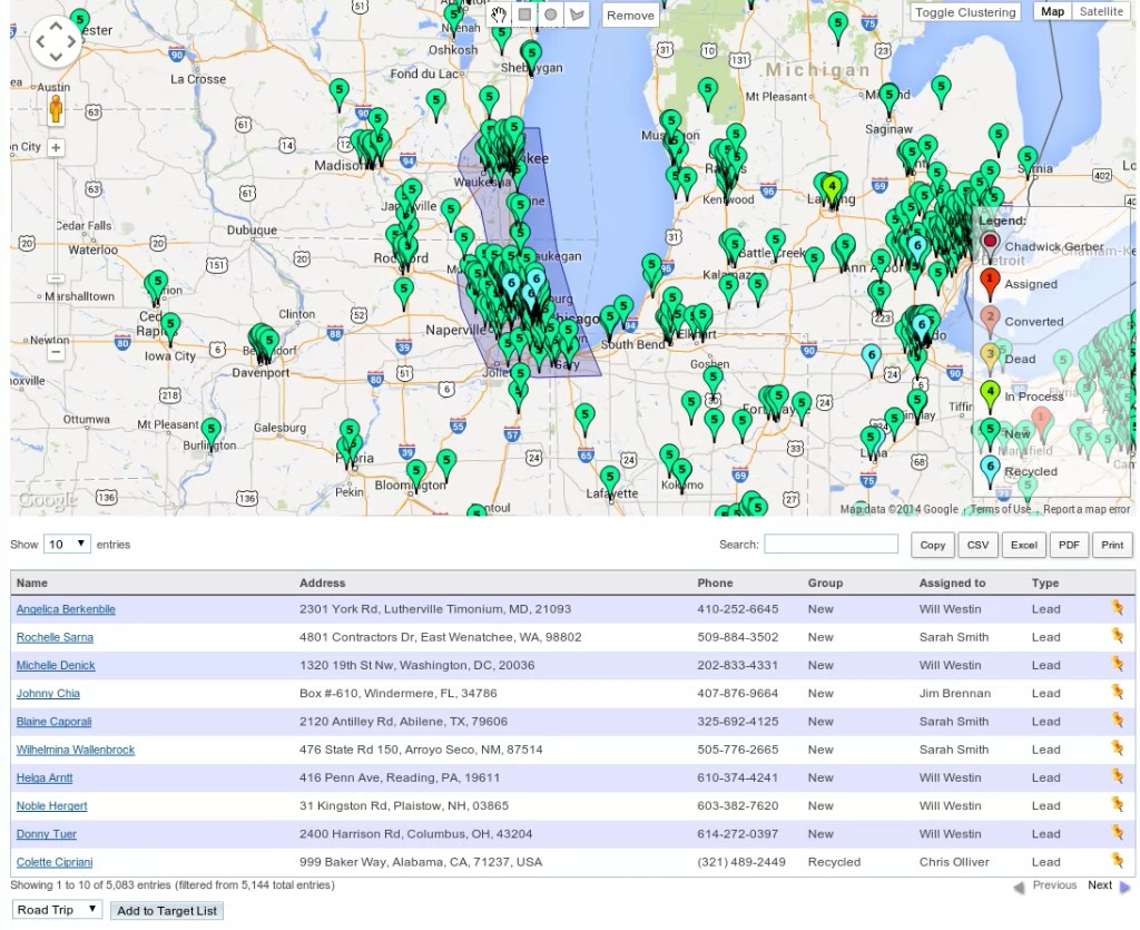 Google Maps Selection to Target List (SugarCRM)